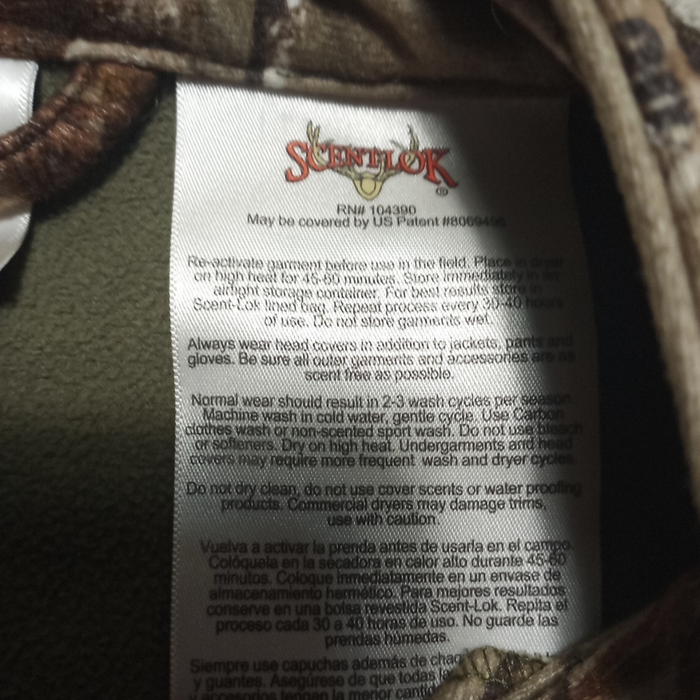Scent Lok Full Season Base Layer Realtree Fleece Camo Jacket Mens Size Large - Picture 2 of 16